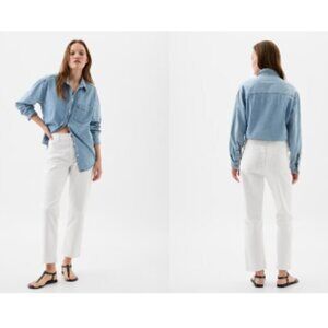 GAP 90's Mid-Rise White Girlfriend Minimalist Y2k Jeans Size 16/33 RT$80 #885185